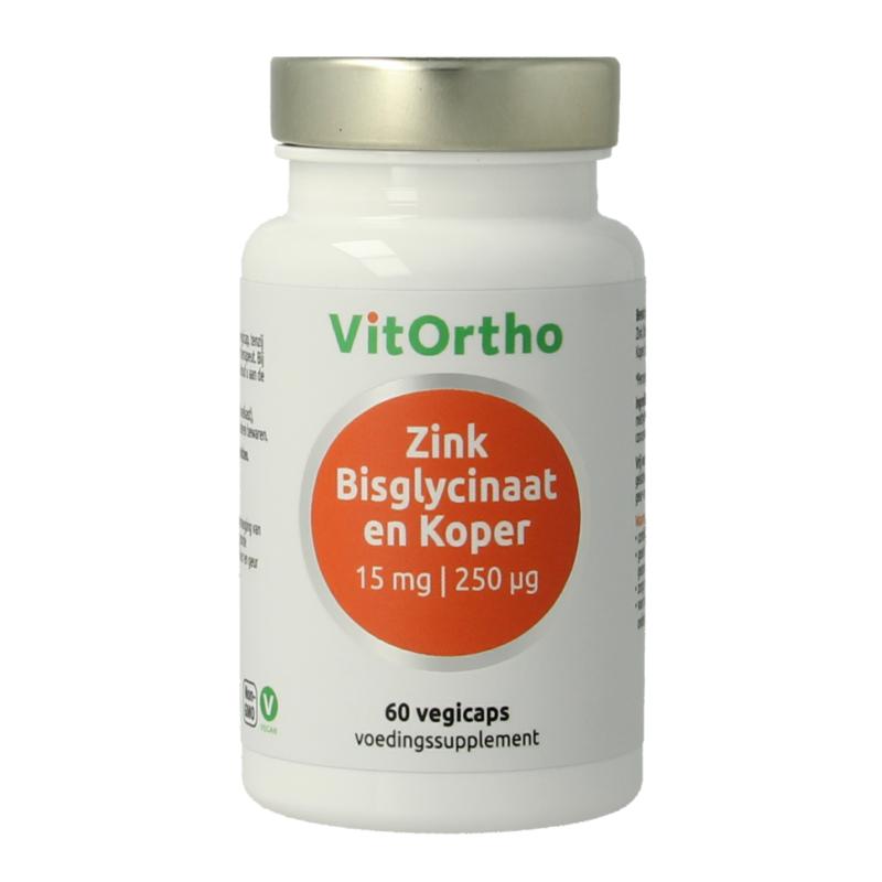 Vitortho Zink Bisglycinaat 15Mg En Koper 250Mcg
