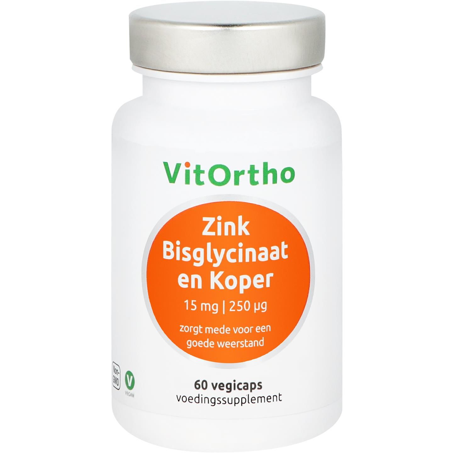 Vitortho Zink Bisglycinaat 15Mg En Koper 250Mcg