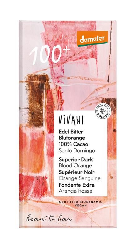 Vivani Chocolade Demeter Puur 100% Bloedsinaasappel Bio