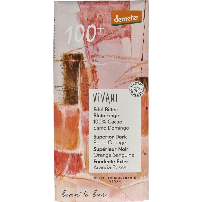 Vivani Chocolade Demeter Puur 100% Bloedsinaasappel Bio