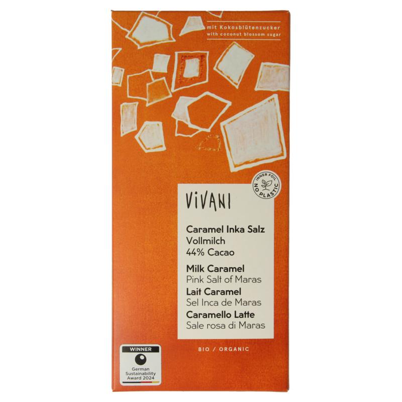 Vivani Chocolade Melk Car. Zeezout Kokosbloesemsuiker Bio