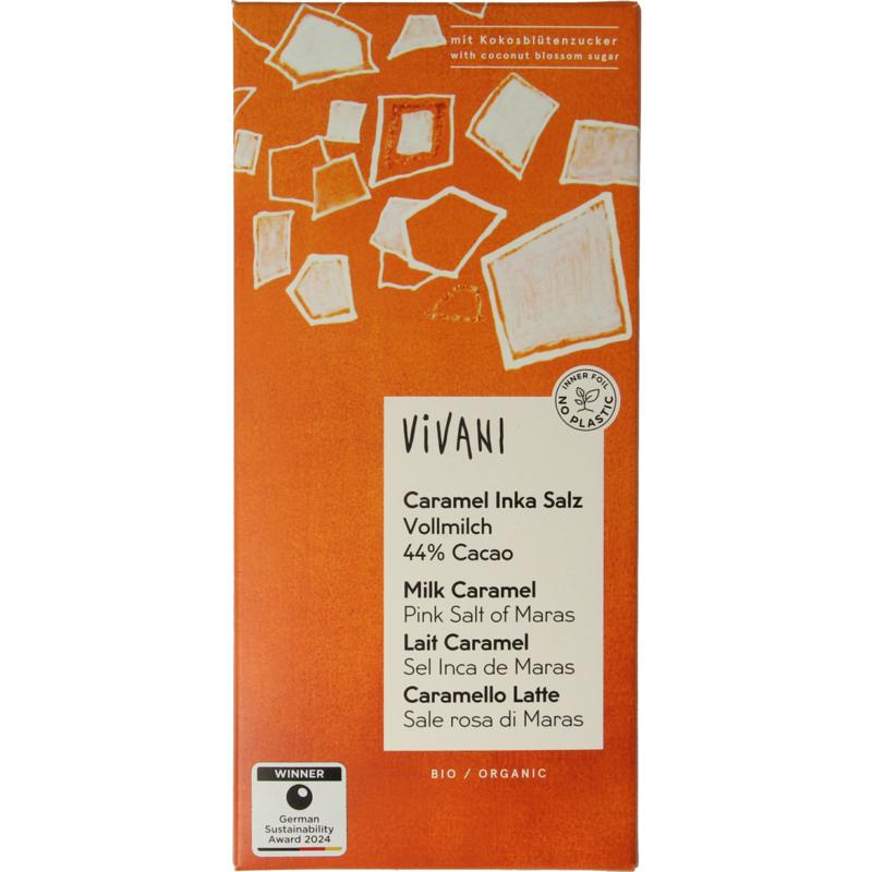Vivani Chocolade Melk Car. Zeezout Kokosbloesemsuiker Bio