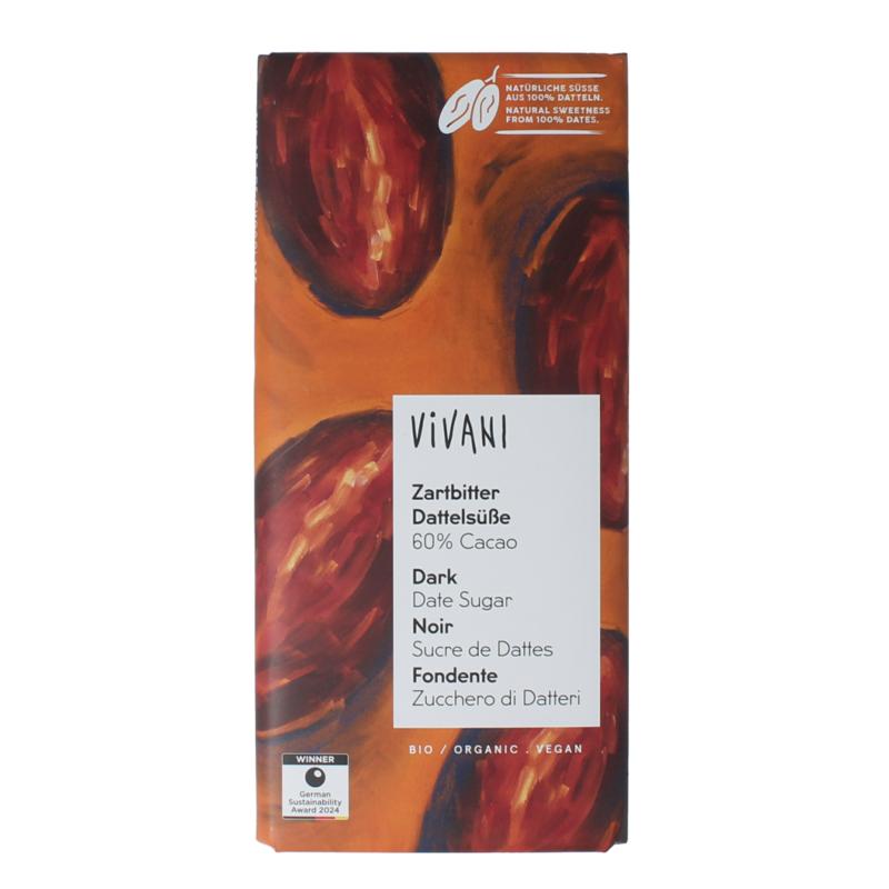 Vivani Chocolade Puur 60% Dadel Gezoet Bio
