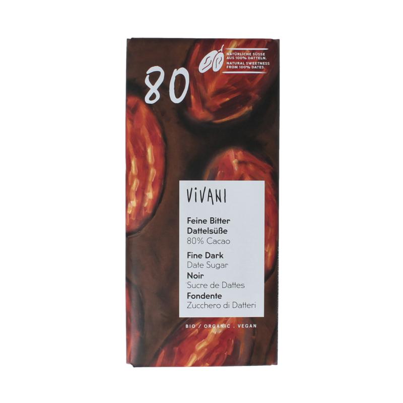 Vivani Fine Dark Date Sugar 80% Cacao Bio