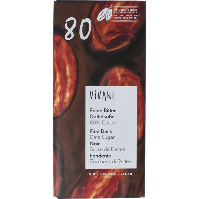 Vivani Fine Dark Date Sugar 80% Cacao Bio