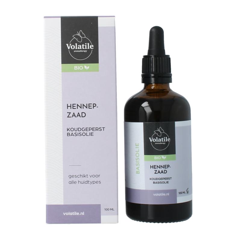 Volatile Hennepzaad Koudgeperst Basisolie Bio Glazen Fles