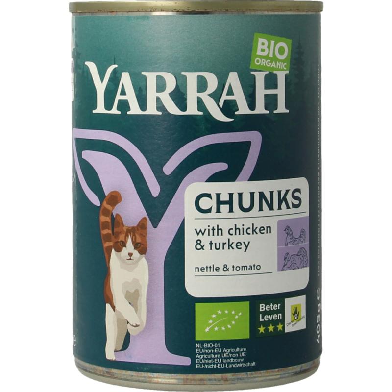 Yarrah Kattenvoer Chunks Kip Kalkoen In Saus Bio