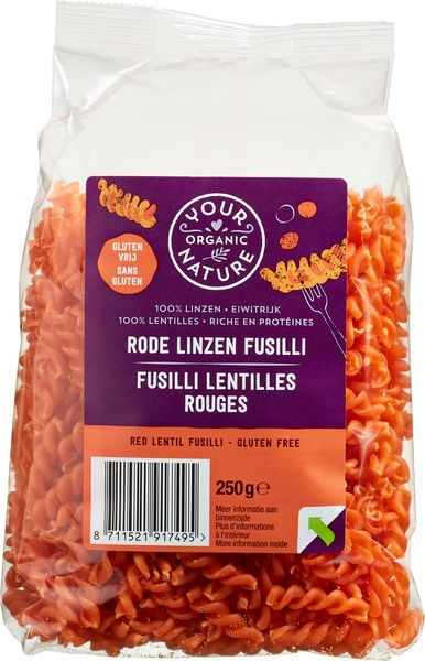 Your Organic Nat Rode Linzen Pasta Glutenvrij Bio