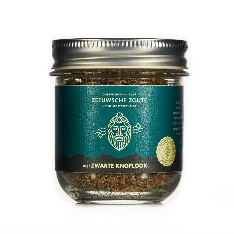 Zeeuwsche Zoute Zout Met Zwarte Knoflook Glazen Pot Bio
