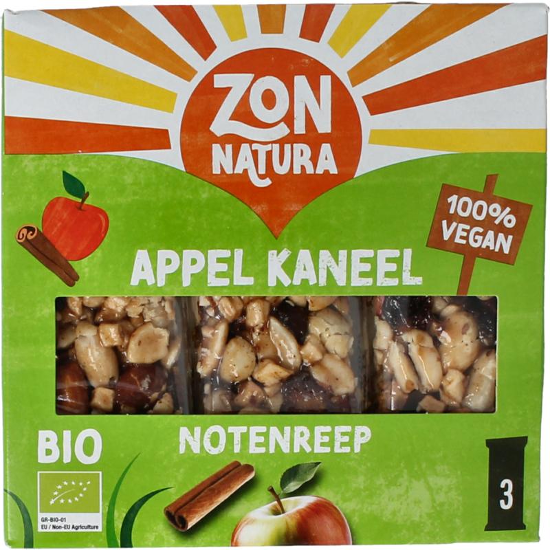 Zonnatura Noten Appel Kaneel Reep 25 Gram Bio
